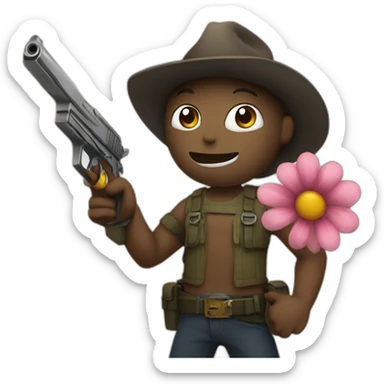 flower hold a gun sticker