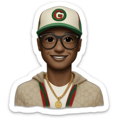 Smiley face wearing gucci cap and glasses sticker