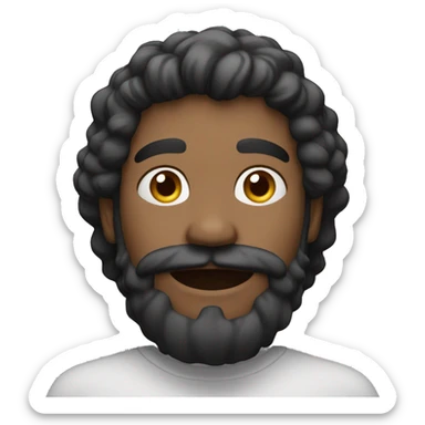 Homem negro forte usando calvanhaque sem bigode segurando um halter sticker