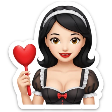 Sexy Latina maid showing off her fat ass and body in some sexy maid lingerie give her black hair and a sex toy in her hand  sticker