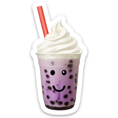 taro boba tea with whipped cream sticker