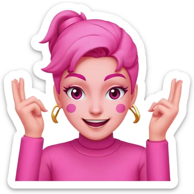 Pink super happy and excited squinting eyes pink  sticker