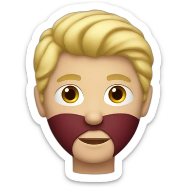 blond teenage boy with maroon shirt sticker