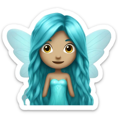 Beautiful, fairy, blue, turqoise, long hair, big wings sticker