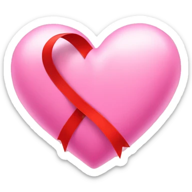 Pink heart with red ribbon  sticker