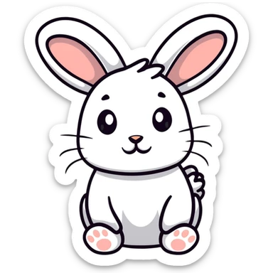 cutest bunny ever with tiny paws and floppy ears sticker