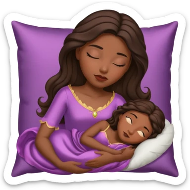 sleeping beauty brunette black girl with a silk pillow sticker