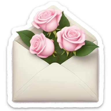 White envelope with light pink roses sticker