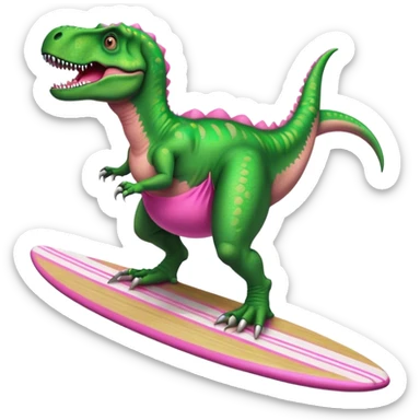 trex wearing a tutu on a surfboard sticker