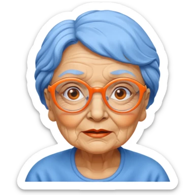 blue skinned orange glassed grandma sticker