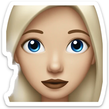White girl with blue eyes, straight brown hair, and red lips  sticker