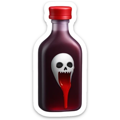 a stylish blood bottle with red liquid and a gothic cap, perfect for a vampire girl theme. sticker
