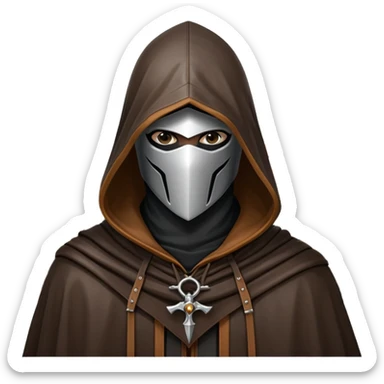 icon featuring Assasin's Creed in an iconic assassin's hood, standing tall against the backdrop of Florence. The design captures the essence of adventure, with intricate details of historical architecture and a sense of mystery. The character is poised, ready for action. transparent background. sticker