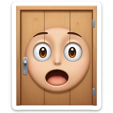 surprised face partially visible from behind a door, front angle emoji sticker