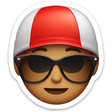 Male kid with a red cap, sunglasses with little sparkles around the head sticker