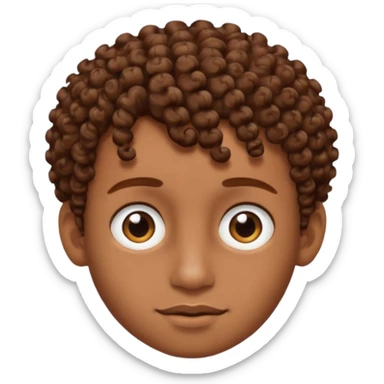 Create an emoji of YouTuber DavidMC's face - he has hair with short sides but a curly top, it is brown sticker