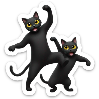 2 black cats dancing  sticker