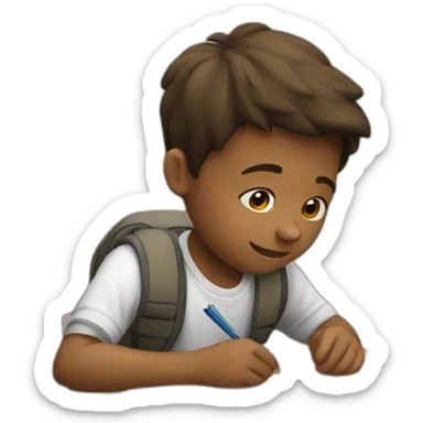 A kid studying sticker