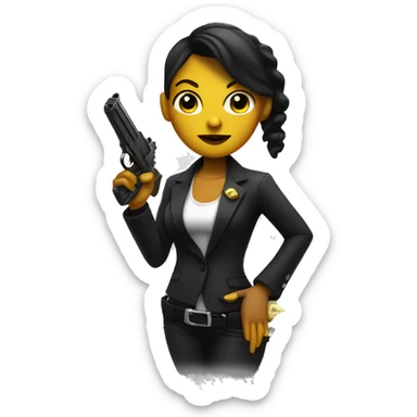 Female black gangster with a banana as a gun sticker