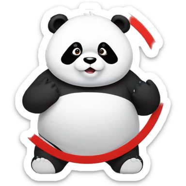 A chubby panda holding a sign that says no sticker