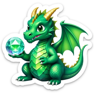 Cute dragon holding crystal ball  sticker