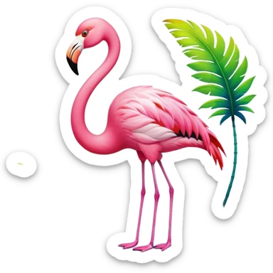 Flamingo painting a picture of a cat sticker