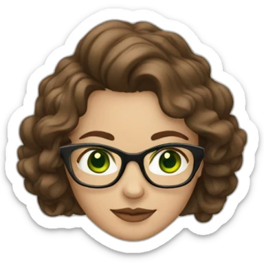 woman-with-wavy-brown-hair-square-glasses-green-eyes sticker