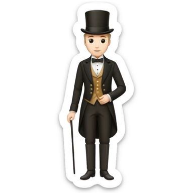 Elegant 19th century man wearing a top hat, full body, standing sticker