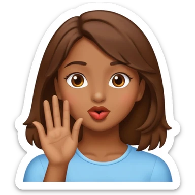 Chica morena de piel y pelo lanzando un beso  sticker