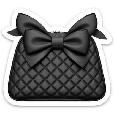 Black quilted cosmetics bag with black bow   sticker