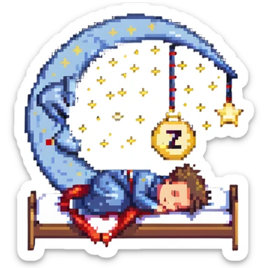 boy sleeping with Z symbols stars and moon sticker