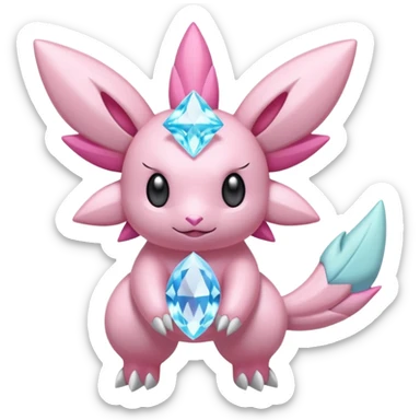 Shiny pastel Diancie-Palkia-Amaura-Aurorus-aesthetic-fusion sticker