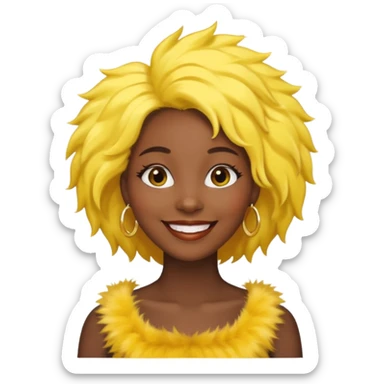 fashionist black woman with yellow fur hair clip sticker