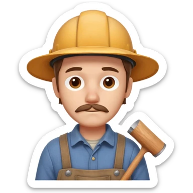 rustic carpenter portrait, head and shoulders only, wood dust on shoulders, rolled-up shirt collar, calm craftsman expression, warm workshop vibe, 3D cartoon, mobile game icon style, clean background, no text, no watermark
 sticker