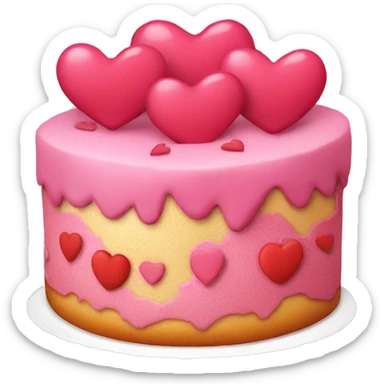 Torta de cumpleaños rosa con corazones sticker
