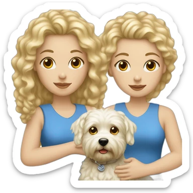 Blond woman with curly hair, blue eyed and her westie dog  sticker