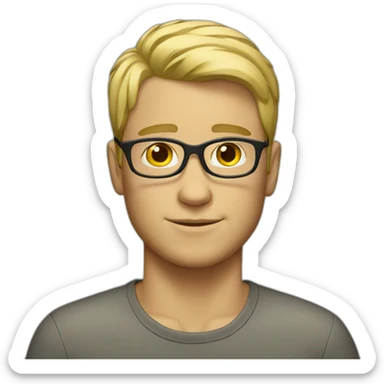 Blond guy with short cut and glasses sticker