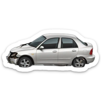 Crashed car sticker