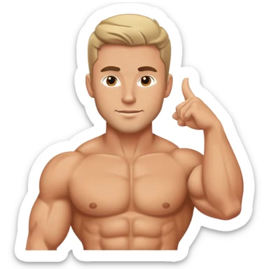 Muscular Caucasian gay man wearing a bikini sticker