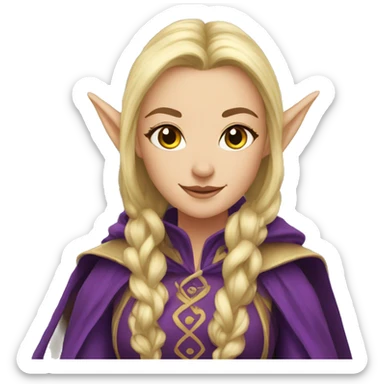 Noble female Elf with Elf ears and blonde hair and purple robes sticker