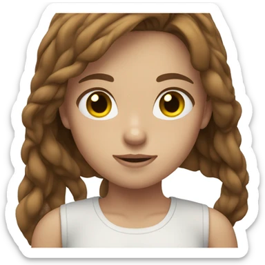 girl with brown hair in white shirt outdoors sticker