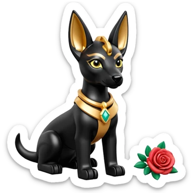  Short-eared Lego Black lapis rose-gold beautiful female lap anubis puppy floor statue posed  sticker
