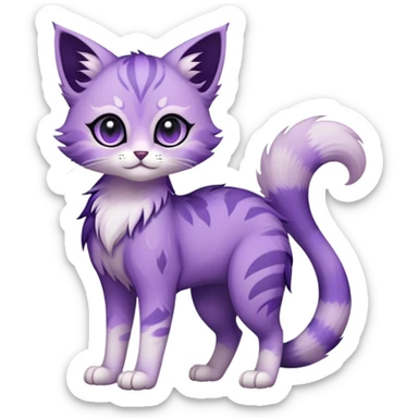 Kawaii dark edgy fantasy pastel ethereal feline-vernid-fursona animal creature with a tufted tail full body sticker