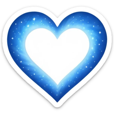 Small white blue heart radiating white light surrounded by a big blue cosmic galaxy heart sticker