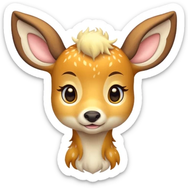 Bambi deer cute, yellow and white sticker