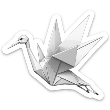 Outline of an origami paper crane  sticker