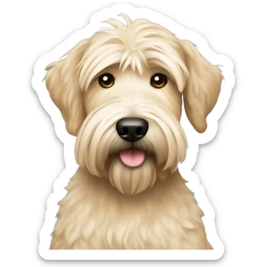 pretty woman blonde hair blue eyes hugging a soft coated wheaten terrier dog sticker