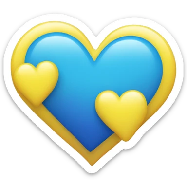 Yellow and blue ombré heart sticker