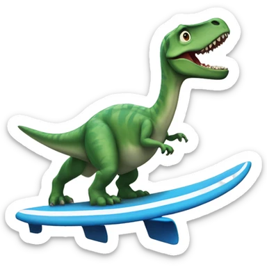 Dinosaurio surfeando sticker