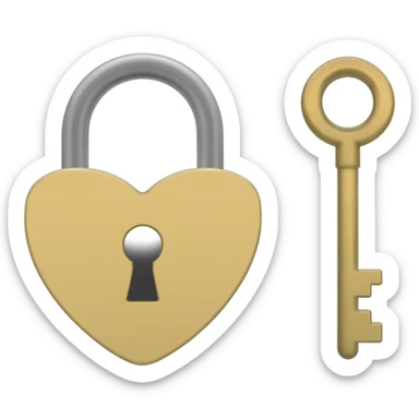 Light beige heart-shaped lock and key burgundy sticker